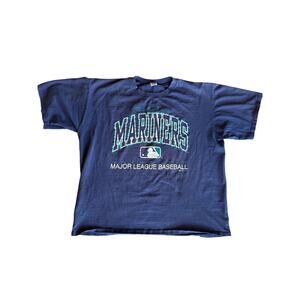 Vintage ‘96 MLB Seattle Mariners USA Made Russell Athletic XXL Faded Blue Shirt